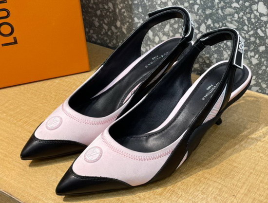 Louis Vuitton Archlight Slingback Pump Light Pink Technical Satin and Calf Leather Replica