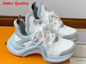 Louis Vuitton Archlight Sneaker in White Mesh and Light Blue Calf Leather Replica