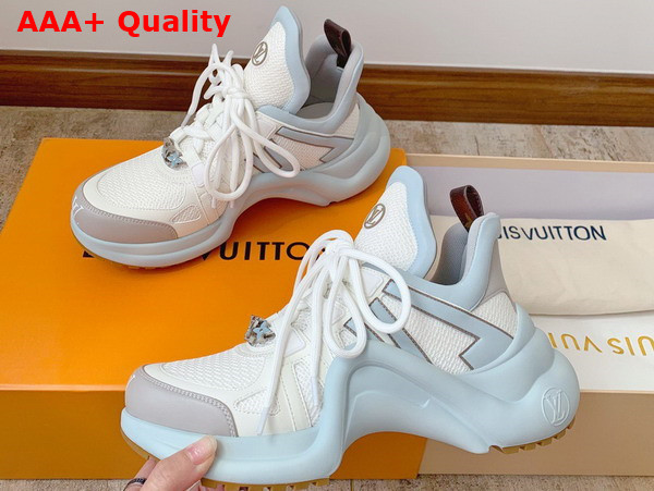 Louis Vuitton Archlight Sneaker in White Mesh and Light Blue Calf Leather Replica