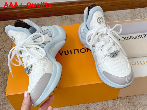 Louis Vuitton Archlight Sneaker in White Mesh and Light Blue Calf Leather Replica