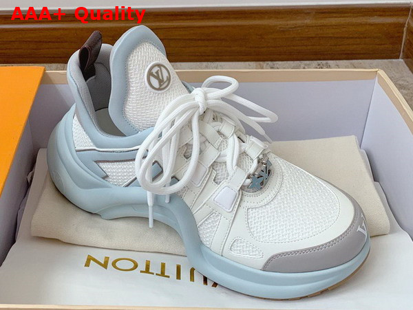 Louis Vuitton Archlight Sneaker in White Mesh and Light Blue Calf Leather Replica