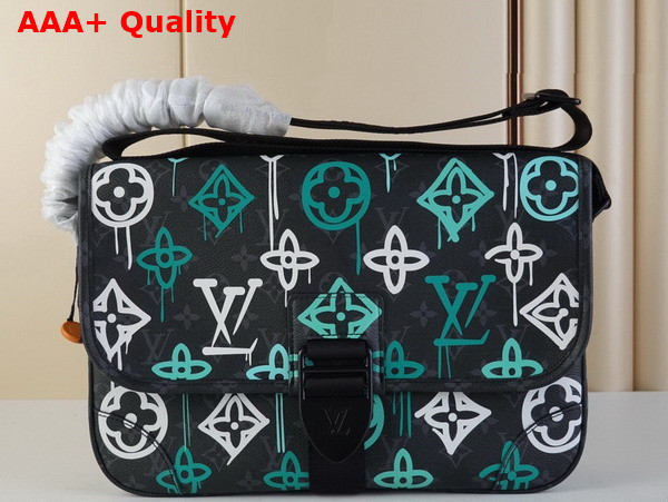 Louis Vuitton Archy Messenger MM Bag LV Graffiti Green Monogram Coated Canvas M21394 Replica