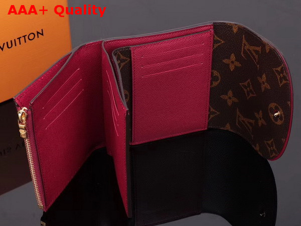 Louis Vuitton Ariane Wallet Monogram Coated Canvas with Cowhide Trim Fuchsia M62036 Replica