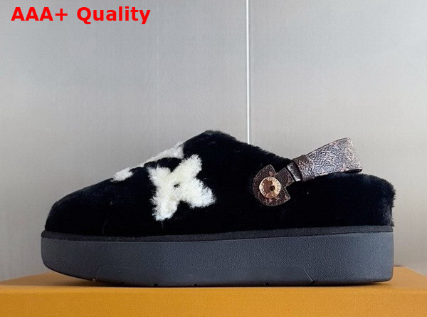 Louis Vuitton Aspen Comfort Clog in Black Shearling Replica