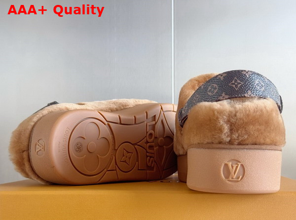 Louis Vuitton Aspen Comfort Clog in Camel Brown Shearling Replica