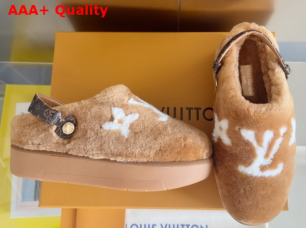 Louis Vuitton Aspen Comfort Clog in Camel Brown Shearling Replica