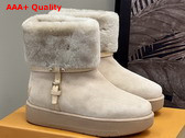 Louis Vuitton Aspen Platform Ankle Boot in Beige Suede Calf Leather and Shearling 1AC79I Replica