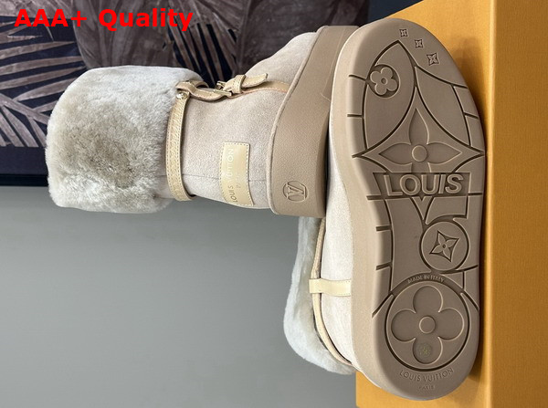 Louis Vuitton Aspen Platform Ankle Boot in Beige Suede Calf Leather and Shearling 1AC79I Replica