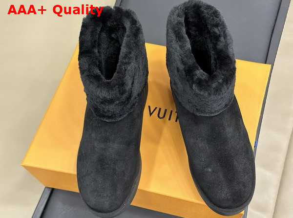 Louis Vuitton Aspen Platform Ankle Boot in Black Suede Calf Leather and Shearling 1AC78O Replica