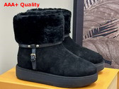 Louis Vuitton Aspen Platform Ankle Boot in Black Suede Calf Leather and Shearling 1AC78O Replica