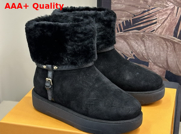 Louis Vuitton Aspen Platform Ankle Boot in Black Suede Calf Leather and Shearling 1AC78O Replica