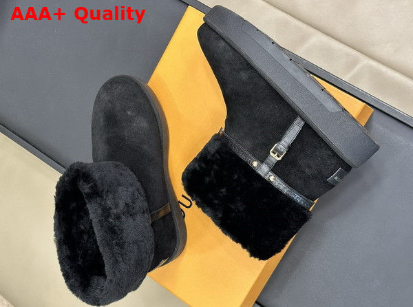 Louis Vuitton Aspen Platform Ankle Boot in Black Suede Calf Leather and Shearling 1AC78O Replica