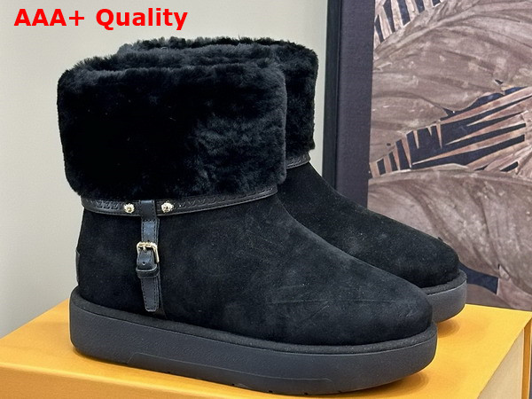 Louis Vuitton Aspen Platform Ankle Boot in Black Suede Calf Leather and Shearling 1AC78O Replica