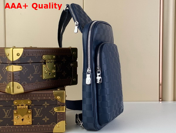 Louis Vuitton Avenue Slingbag Blue Sapphire Damier Infini Cowhide Leather and Damier Graphite Coated Canvas N40439 Replica