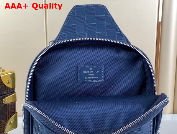 Louis Vuitton Avenue Slingbag Blue Sapphire Damier Infini Cowhide Leather and Damier Graphite Coated Canvas N40439 Replica