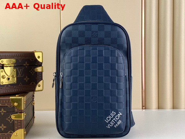 Louis Vuitton Avenue Slingbag Blue Sapphire Damier Infini Cowhide Leather and Damier Graphite Coated Canvas N40439 Replica