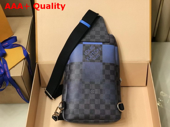 Louis Vuitton Avenue Sling Bag in Blue Damier Graphite Giant Canvas N40404 Replica