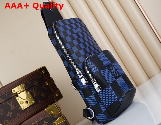 Louis Vuitton Avenue Slingbag Navy Blue and Black Damier Infini 3D Cowhide Leather N50024 Replica