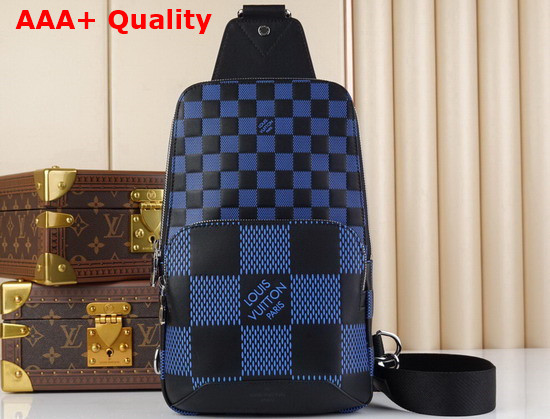 Louis Vuitton Avenue Slingbag Navy Blue and Black Damier Infini 3D Cowhide Leather N50024 Replica