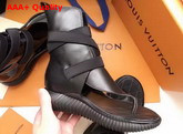 Louis Vuitton Bahia Brazil Flat Sandal Black Natural Leather Replica