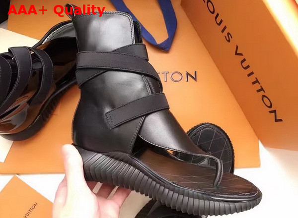 Louis Vuitton Bahia Brazil Flat Sandal Black Natural Leather Replica