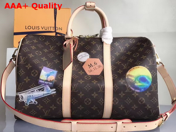 Louis Vuitton Bandoulieres 45 Monogram Canvas Featuring Creative Director Nicolas Ghesquieres Playful Take On Classic Hotel Stickers Replica