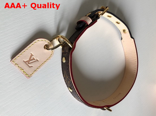 Louis Vuitton Baxter Dog Collar PM Monogram Canvas and Natural Leather Backing M58072 Replica