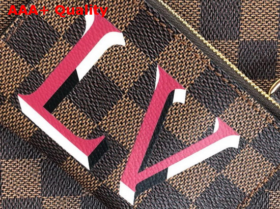 Louis Vuitton Belmont MM Damier Coated Canvas and Cherry Berry Smooth Cowhide Trim N60293 Replica