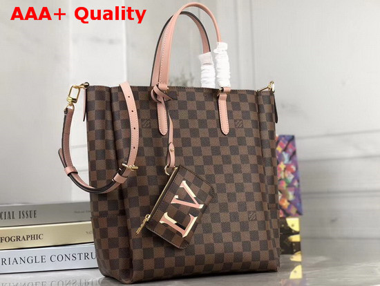 Louis Vuitton Belmont MM Damier Coated Canvas and Venus Pink Smooth Cowhide Trim Replica