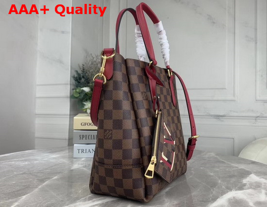 Louis Vuitton Belmont PM Damier Ebene Canvas Red Leather Handles Replica