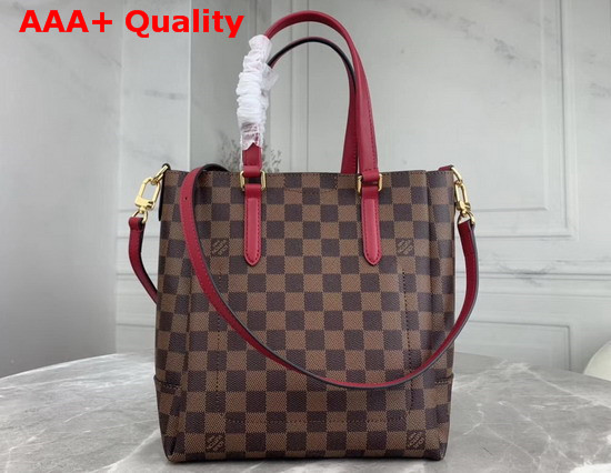 Louis Vuitton Belmont PM Damier Ebene Canvas Red Leather Handles Replica