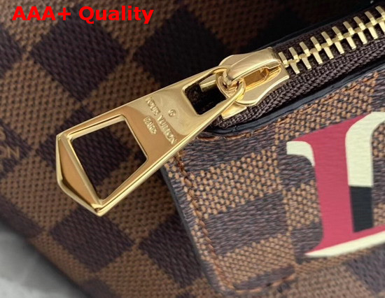 Louis Vuitton Belmont PM Damier Ebene Canvas Red Leather Handles Replica