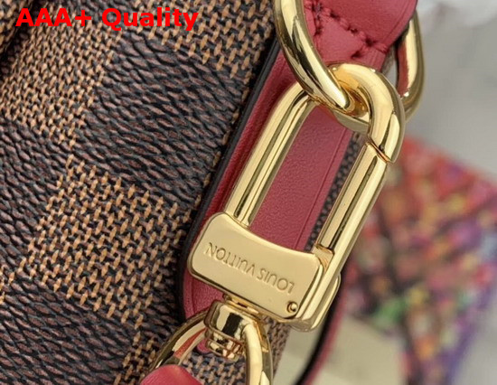 Louis Vuitton Belmont PM Damier Ebene Canvas Red Leather Handles Replica