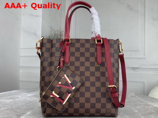 Louis Vuitton Belmont PM Damier Ebene Canvas Red Leather Handles Replica