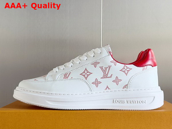 Louis Vuitton Beverly Hills Sneaker Red Monogram Printed Calf Leather 1ABMCX Replica