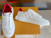 Louis Vuitton Beverly Hills Sneaker Red Monogram Printed Calf Leather 1ABMCX Replica