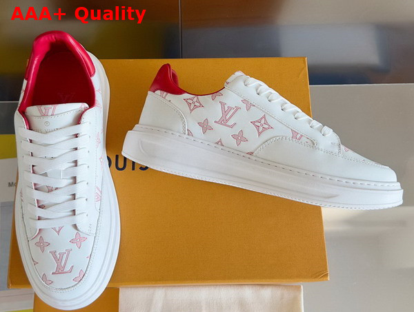 Louis Vuitton Beverly Hills Sneaker Red Monogram Printed Calf Leather 1ABMCX Replica