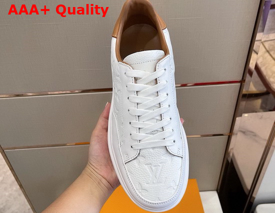 Louis Vuitton Beverly Hills Sneaker in White Monogram Embossed Grained Calf Leather 1A8V3L Replica