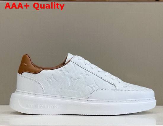 Louis Vuitton Beverly Hills Sneaker in White Monogram Embossed Grained Calf Leather 1A8V3L Replica