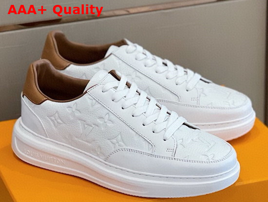 Louis Vuitton Beverly Hills Sneaker in White Monogram Embossed Grained Calf Leather 1A8V3L Replica