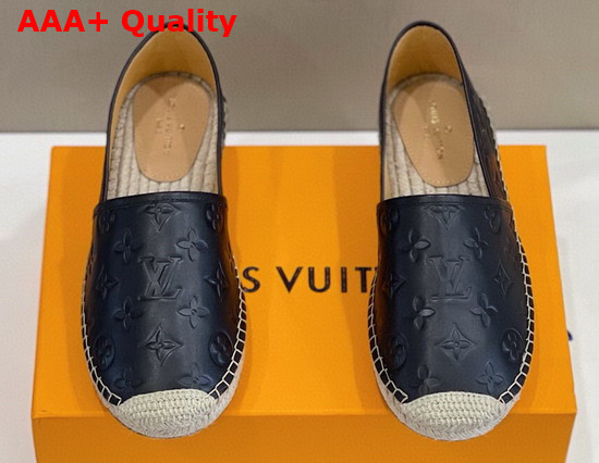 Louis Vuitton Bidart Espadrille Black Monogram Embossed Calf Leather Replica