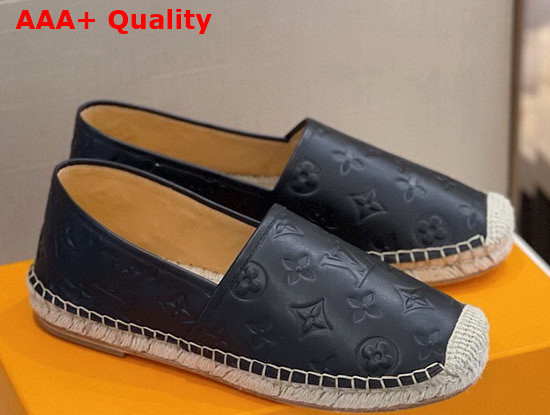 Louis Vuitton Bidart Espadrille Black Monogram Embossed Calf Leather Replica