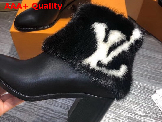 Louis Vuitton Black Leather Ankle Boot with Mink Fur Replica