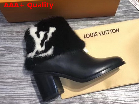 Louis Vuitton Black Leather Ankle Boot with Mink Fur Replica