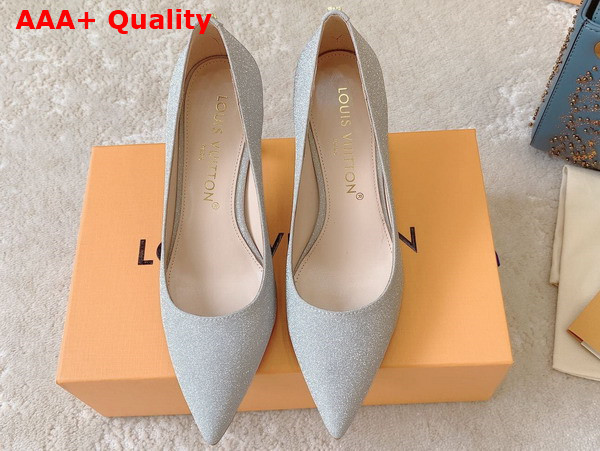 Louis Vuitton Blossom Pump in Silver Textile Leather Outsole 1AC8JI Replica