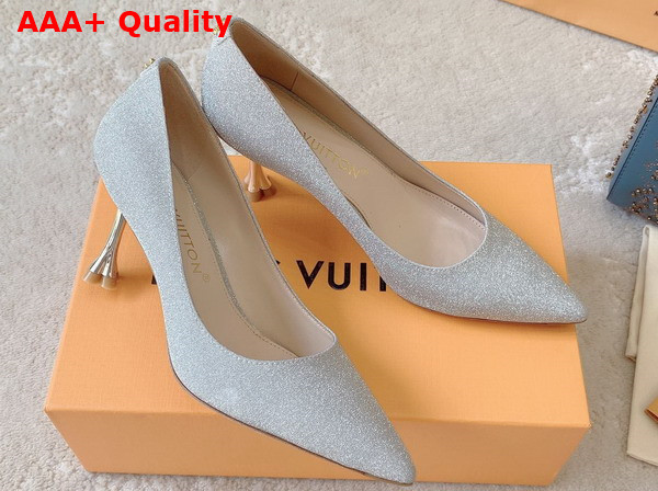 Louis Vuitton Blossom Pump in Silver Textile Leather Outsole 1AC8JI Replica