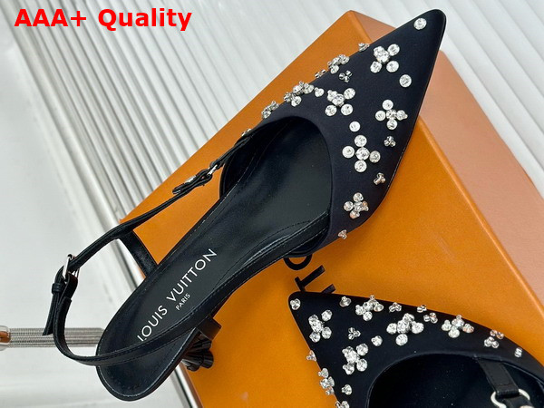 Louis Vuitton Blossom Slingback Pump in Black Embroidered Fabric Replica