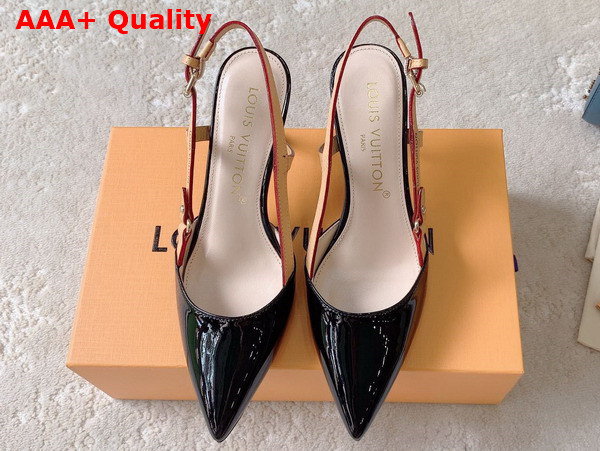 Louis Vuitton Blossom Slingback Pump in Black Patent Calf Leather 1AC8NY Replica