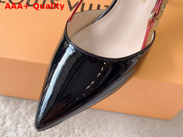 Louis Vuitton Blossom Slingback Pump in Black Patent Calf Leather 1AC8NY Replica