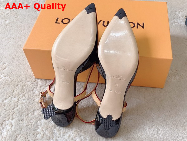 Louis Vuitton Blossom Slingback Pump in Black Patent Calf Leather 1AC8NY Replica